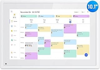 Calendário digital de mesa com interface sensível ao toque e várias tarefas programadas