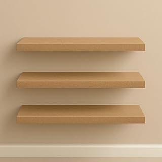 Prateleira de MDF com Suporte Invisível – Kit com 3 Unidades de 30cm | Prateleiras Flutuantes Decorativas para Sala, Cozinha ou Quarto (Natural)