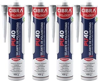 Kit 4 Selantes PU 40 Selante de Poliuretano Adesivo Vedante Cibra Flex Branco