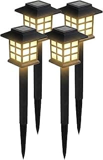 Kit 4 Luminárias Solares de Jardim IP65 À Prova D'água LED Decorativas Gramado Caminho Luz Amarela