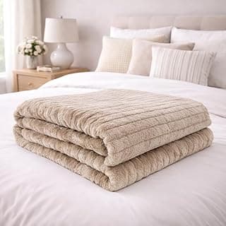 Cobertor Manta Casal Padrão Canelada Macio Luster Corttex (Taupe)