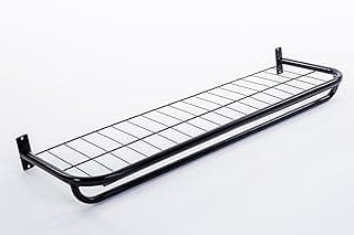 NOVALOJA Expositores Prateleira de parede com arara minimalista de 60 cm x 30 cm, 1 prateleira aramada de 5 mm e 3 mm, preto