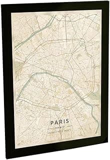 Quadro decorativo A4 com mapa de Paris, França
