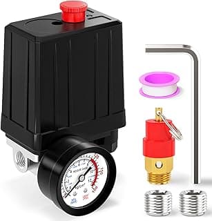 Kit de válvula de controle de pressão de compressor de ar de 4 vias com medidor de pressão 0-180 PSI