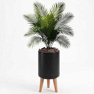 Planta artificial de palmeira 100cm em vaso preto com tripé, decoração tropical