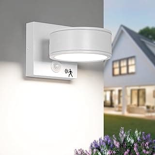 Luzes externas com sensor de movimento, arandela de parede branca de alumínio, iluminação moderna para varanda, casa, porta, garagem