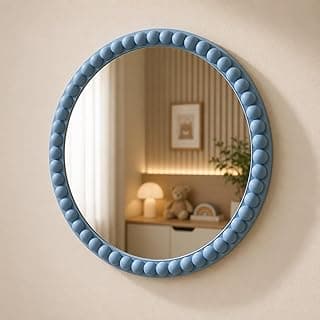 Espelho decorativo infantil azul com bolinhas para quarto de criança