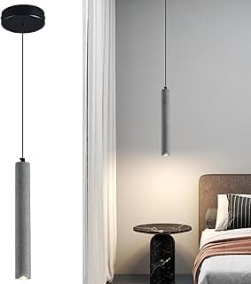 Luminária pendente linear preta de concreto para cozinha, sala de jantar, quarto e mesa de cabeceira, com design moderno industrial.