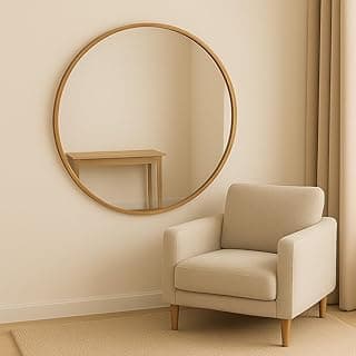 Espelho redondo decorativo 80 cm caramelo com suporte