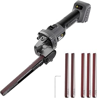 VERVEWAVE Lixadeira de arquivo de banda sem fio compatível com bateria DEWALT 20 V, lixadeira de cinto de dedo com 6 velocidades variáveis, 170° ajustável, cinto de 1/5.1 cm x 45.7 cm para madeira