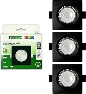 Kit 3 Spot Led Embutir 5W Quadrado Preto Alltop Branco Frio 6500K