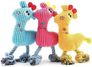 Brinquedo de Pelúcia Pet Para Cachorro, Mordedor Anti Estresse Interativo Com Apito Girafa Com Pernas de Corda Para Cães e Gatos. FS (AMARELO)