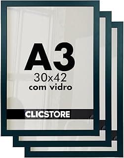 Kit 3 Molduras A3 30x42 com Vidro CLICSTORE