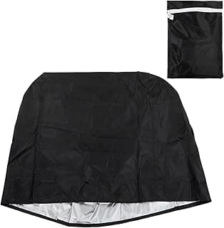 Capa preta impermeável para churrasqueira, dobrável com detalhes prateados, 31,5 X 26 X 39,4 polegadas