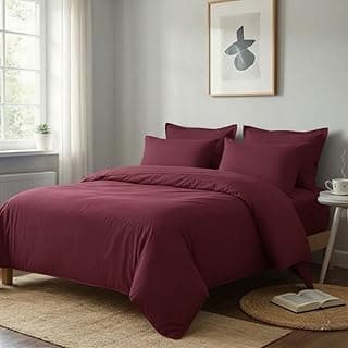 Edredom de cama em vinho com zíper, conjunto de microfibra macia, casal/queen.
