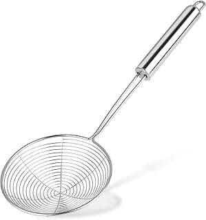 Coador de aranha de aço, concha de escumadeira, coador de macarrão de 14 cm, colher, escorredor de aranha, utensílios de cozinha, coador de arame para cozinha e fritura