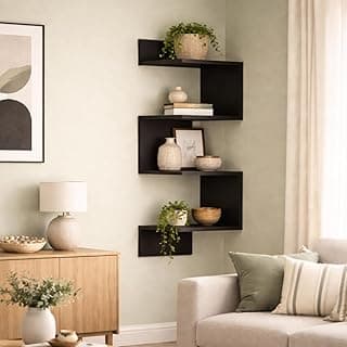Prateleira de Canto Suspensa de Parede em MDF 6mm, Estilo Moderno, 80cm, Flutuante Decorativa Preto ou Madeira Universo do MDF (Preto)