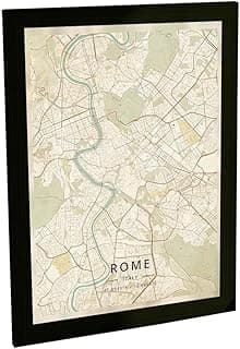 Quadro decorativo com mapa de Roma emoldurado em preto