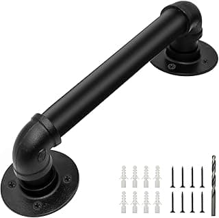 Corrimão de parede preto de 3 cm de diâmetro com acessórios de montagem