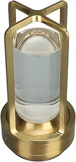 Luminária de mesa sem fio Focket em ouro com cúpula transparente, luz noturna