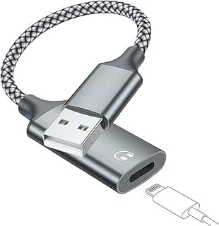 LecLooc Cabo adaptador de áudio USB A para Lightning USB 3.0 macho para Lightning fêmea HiFi conversor de fones de ouvido compatível com USB A, MacBook, computador, PC, suporte para controle de volume