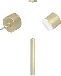 Luminária pendente tubo dourado com difusor acrílico moderna