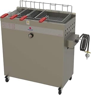 Fritadeira Progás Água e Óleo A Gás PR-3000 BPG Style cinza com três compartimentos e grelhas