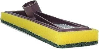 Refil de rodo abrasivo com esponja, lado amarelo e verde, em suporte marrom