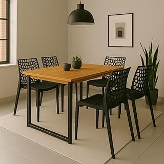 Mesa com 4 Cadeiras Estilo Industrial e Conforto para Sua Casa Moderna(MEL/PRETO)