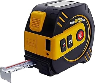 Fita métrica digital 2 em 1 com medidor de distância a laser de 130 pés/40 m e fita métrica retrátil AutoLock de 16 pés/5 m com visor LCD retroiluminado, 4 modos de medição, armazenamento de d