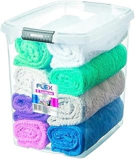 Caixa Organizadora Plástica de 80 Litros Linha Flex Sanremo com Toalhas Coloridas