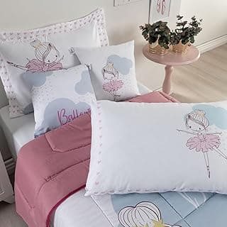 Kit Edredom Solteiro Infantil Ballet Meninas com Almofadas e Coberta Hipercal 400 Fios