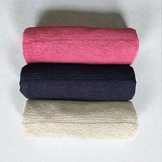 Kit de 3 Toalhas de Banho Gigante 100% Algodão 72x150cm Rosa, Azul e Bege