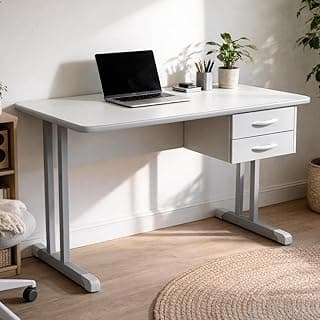 Mesa Escrivaninha Standard com Gaveteiro e Chave, Perfeita para Escritório e Home Office,Estudos e Trabalho (Cristal)