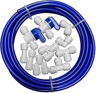Kit de mangueiras e conectores para purificadores de água RO, tubo azul e conectores brancos