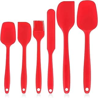 Kit 6 Utensílios de Silicone Premium Vermelhos para Cozinha e Confeitaria