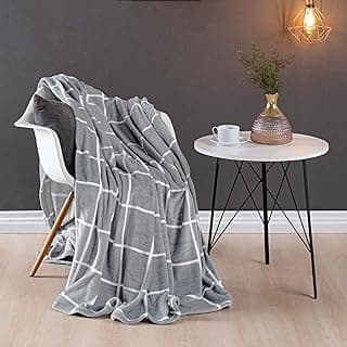 Cobertor SOLTEIRO manta flannel estampado grid 2,20m x 1,50m (Cinza)