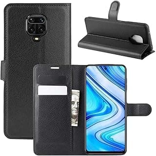 Capa flip preta para Xiaomi Redmi Note 9s/Note 9 Pro/Note 9 Pro Max com design de carteira