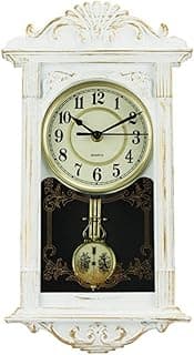 Relógio de Parede Vintage Branco Grande com Detalles Dourados