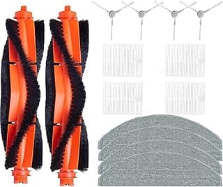Peças de reposição para aspirador de pó robô Xiaomi S20, incluindo escovas principais e laterais, filtros e panos de esfregão.