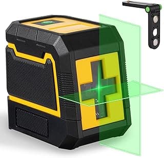 Nível de laser verde autonivelante com laser visível, cor preto e amarelo, fundo branco