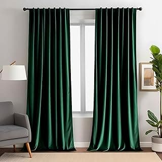 Cortinas de veludo verde esmeralda 213 cm longas para sala de estar