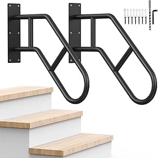 Corrimãos para degraus ao ar livre, corrimão de escada de 58 cm, ambientes internos de 1 a 3 degraus, corrimãos de segurança em forma de U para crianças, idosos, mulheres grávidas, deficientes (pacote