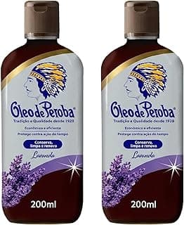 Óleo de Peroba Kit 2 Unidades Lavanda 200ml – Limpador e Lustrador Multiuso para Móveis, Pisos de Madeira, Protege, Conserva, Renova Superfícies de Madeira e Cerâmica, Brilho em Vidros e Vidraças