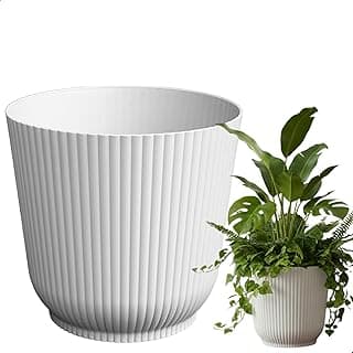 Cachepot Talin Branco 1,5L com design em relevo, para plantas, em polipropileno.