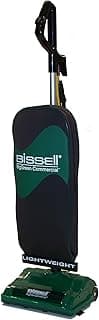 Aspirador de pó industrial vertical Bissell BigGreen BGU8000, preto e verde, com logotipo e etiqueta LIGHTWEIGHT