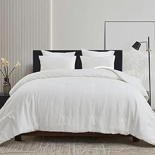 Conjunto de edredom branco de linho Finlonte para cama queen