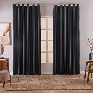 Cortina blackout preta de tecido corta luz para sala, quarto e escritório, 4,00m x 2,50m com ilhós cromado
