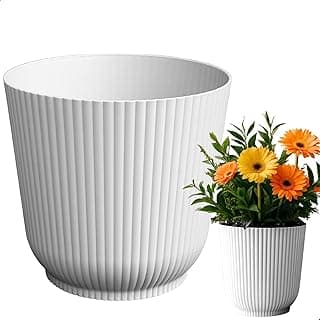 Cachepot Talin Branco 2,5L 16cm x 15cm de Polipropileno Duro e Resistente, Compativel com Sistema Autoirrigável - Vaso Decorativo Elegante para Plantas - Top Garden