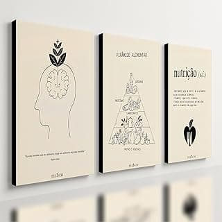 Kit 3 Quadros Decorativos Nutrição Consultório Nutricionista 48x20cm